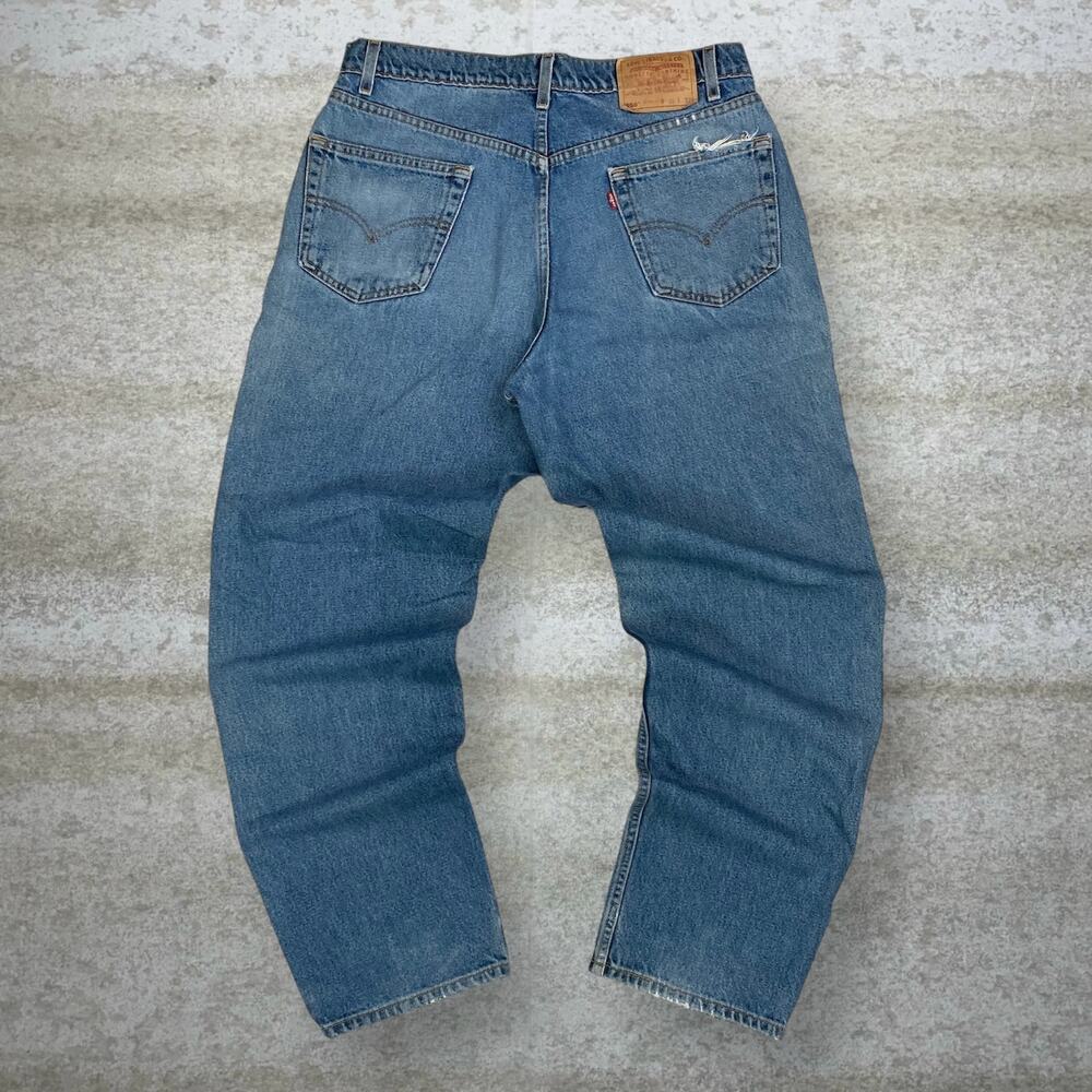 Vintage 90s Levis Jeans 550 36x32 Relaxed Fit Medium Wash Denim Paper Tag